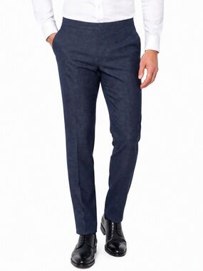 NWT Incotex Cotton Wool Navy Blue Micro Pattern Trouser Pants Sz 54